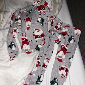 Carter's Gray Santa and Penguin Pajama Set